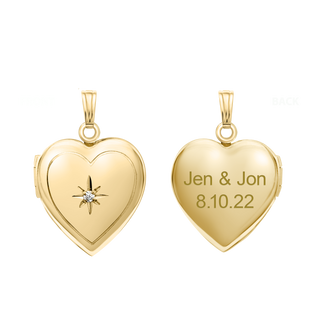 Heart Locket with Diamonds in 14K Gold Filled with Optional Engraving  (22 x 15 mm)