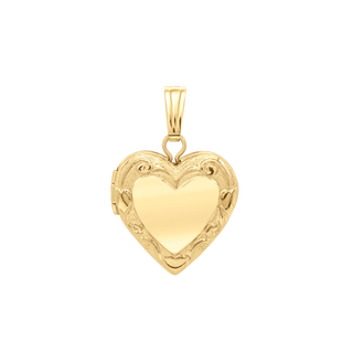 Embossed Heart Locket in 14K Gold Filled with Optional Engraving (20 x 13 mm)