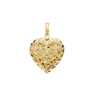 Special Order Only: Hand Engraved Design Heart Locket in 14K Yellow Gold (27 x 19 mm)