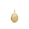 Oval Locket with Diamonds in 14K Gold with Optional Engraving (13 x 10 mm - 16 x 13 mm)