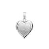 Heart Locket with Diamonds in Sterling Silver with Optional Engraving (22 x 15 mm)