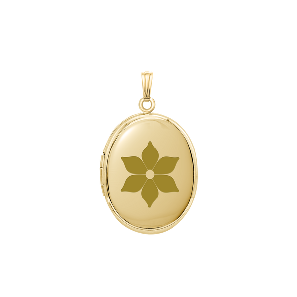 Plain Oval Locket in Sterling Silver 18K Yellow Gold Finish with Optional Engraving (23 x 14 mm - 57 x 39 mm)