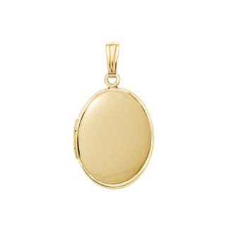 Plain Oval Locket in Sterling Silver 18K Yellow Gold Finish with Optional Engraving (23 x 14 mm - 57 x 39 mm)