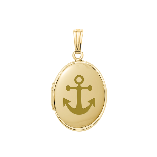 Plain Oval Locket in Sterling Silver 18K Yellow Gold Finish with Optional Engraving (23 x 14 mm - 57 x 39 mm)