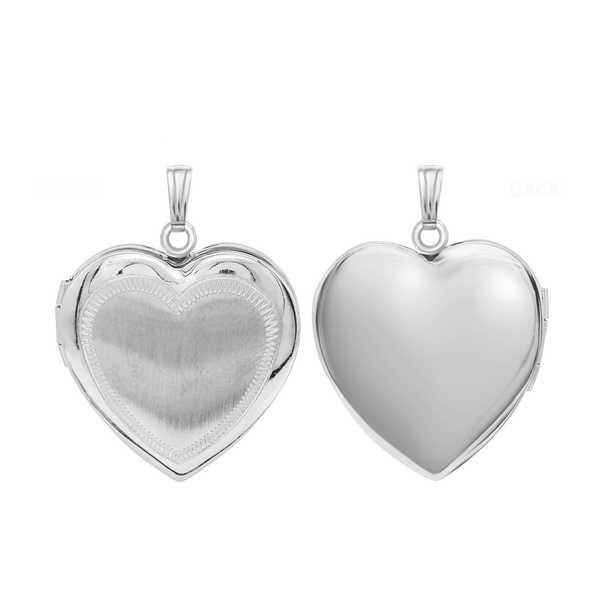 Hand Engraved Design Heart Locket in Sterling Silver with Optional Engraving (31 x 22 mm)