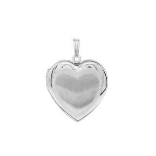 Hand Engraved Design Heart Locket in Sterling Silver with Optional Engraving (31 x 22 mm)