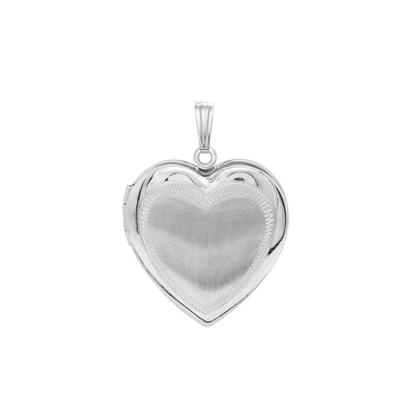 Hand Engraved Design Heart Locket in Sterling Silver with Optional Engraving (31 x 22 mm)