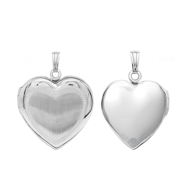 Hand Engraved Design Heart Locket in Sterling Silver with Optional Engraving (31 x 22 mm)