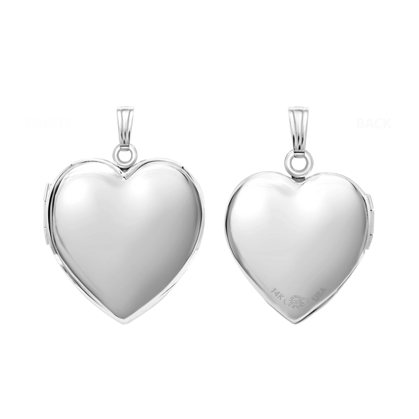 Plain Heart Locket in 14K Gold with Optional Engraving (13 mm - 19 mm)