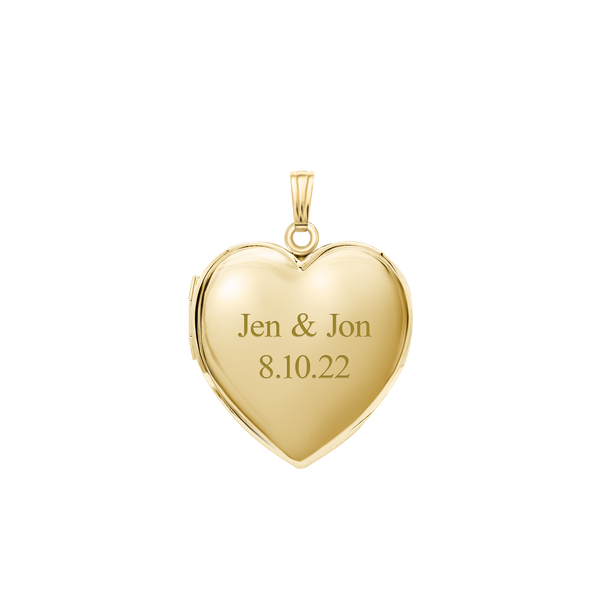 Plain Heart Locket in 14K Gold with Optional Engraving (13 mm - 26 mm)