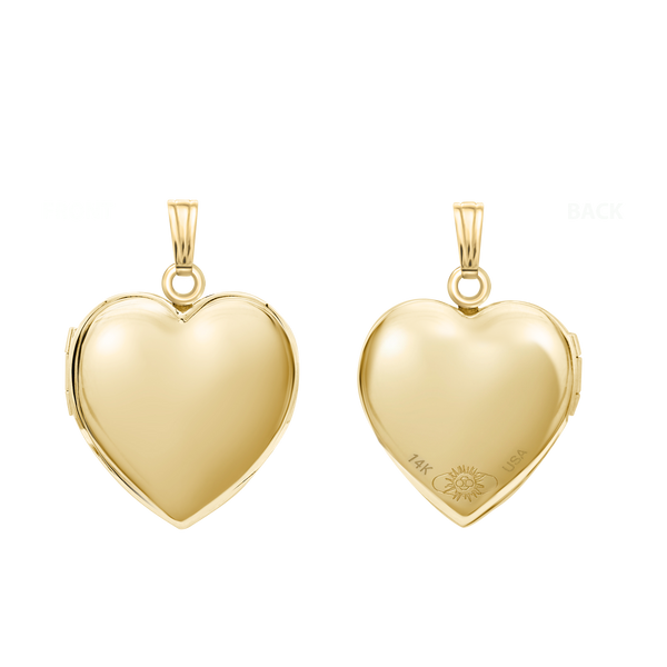 Plain Heart Locket in 14K Gold with Optional Engraving (13 mm - 19 mm)