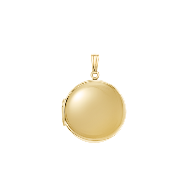 Plain Round Locket in 14K Gold with Optional Engraving (13 mm - 23 mm)