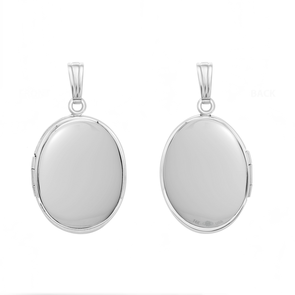 Plain Oval Locket in 14K Gold with Optional Engraving (13 x 10 mm - 21 x 16 mm)
