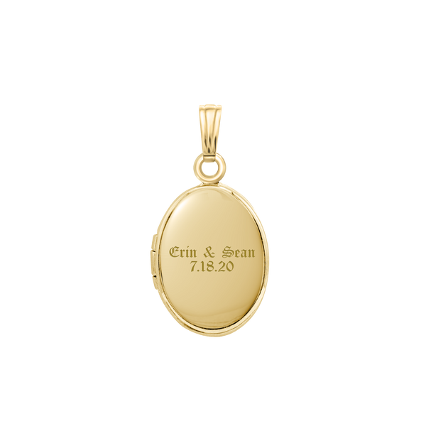 Plain Oval Locket in 14K Gold with Optional Engraving (13 x 10 mm - 21 x 16 mm)