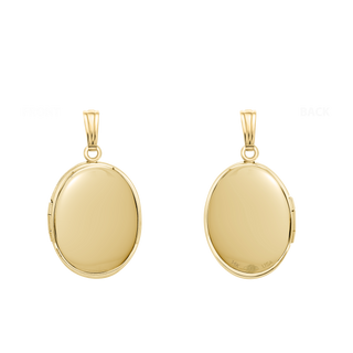 Plain Oval Locket in 14K Gold with Optional Engraving (13 x 10 mm - 21 x 16 mm)