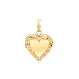 Special Order Only: Embossed Heart Locket in 14K Yellow Gold (19 x 13 mm)