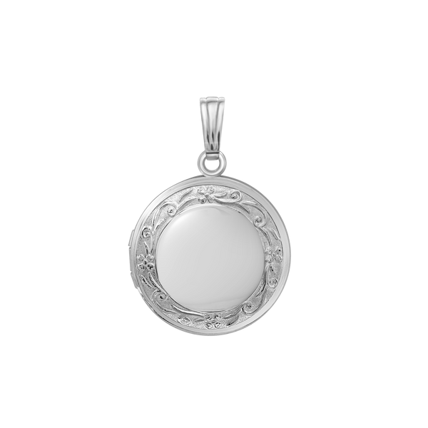 Special Order Only: Embossed Round Locket in 14K Gold (27 x 19 mm)