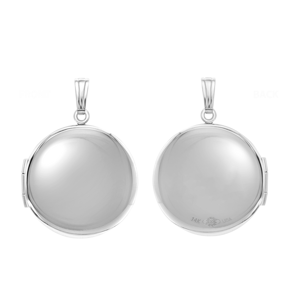 Plain Round Locket in 14K Gold with Optional Engraving (13 mm - 19 mm)