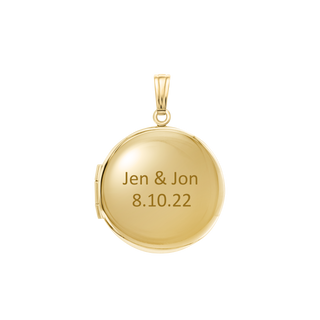 Plain Round Locket in 14K Gold with Optional Engraving (13 mm - 23 mm)