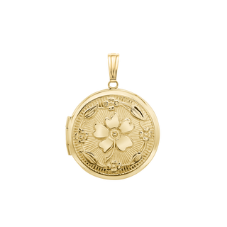 Special Order Only: Embossed Round Locket in 14K Yellow Gold (31 x 23 mm)
