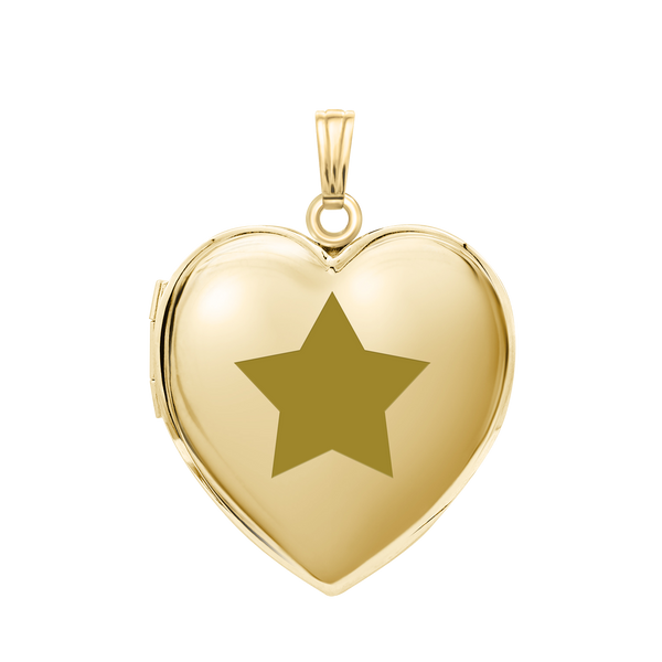 Plain Heart Locket in Sterling Silver 18K Yellow Gold Finish with Optional Engraving (22 x 15 mm - 34 x 26 mm)