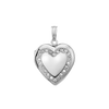 Heart Engraved Design Locket with Austrian Crystals (Not Diamonds) in Sterling Silver with Optional Engraving (28 x 19 mm)