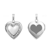 Heart Engraved Design Locket with Austrian Crystals (Not Diamonds) in Sterling Silver with Optional Engraving (28 x 19 mm)