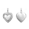 Heart Engraved Design Locket with Austrian Crystals (Not Diamonds) in Sterling Silver with Optional Engraving (28 x 19 mm)