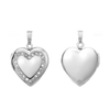 Heart Engraved Design Locket with Austrian Crystals (Not Diamonds) in Sterling Silver with Optional Engraving (28 x 19 mm)