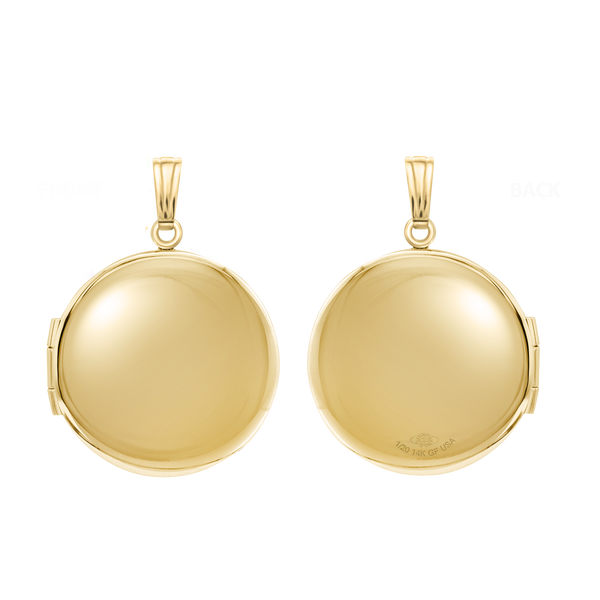 Plain Round Locket in 14K Gold Filled with Optional Engraving (20 x 14 mm - 27 x 19 mm)