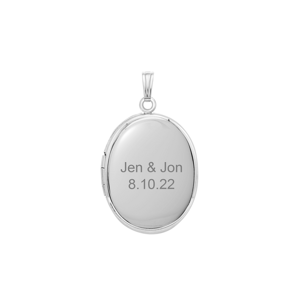 Plain Oval Locket in Sterling Silver with Optional Engraving (23 x 14 mm - 57 x 39 mm)