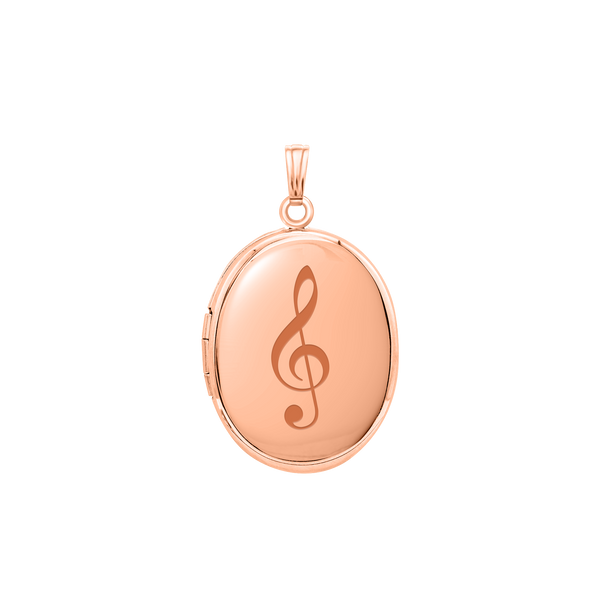 Plain Oval Locket in Sterling Silver 18K Pink Gold Finish with Optional Engraving (23 x 14 mm - 57 x 39 mm)