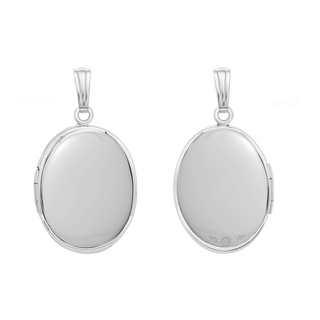 Plain Oval Locket in Sterling Silver with Optional Engraving (23 x 14 mm - 57 x 39 mm)