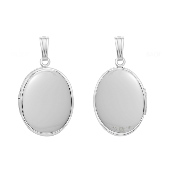 Plain Oval Locket in Sterling Silver with Optional Engraving (23 x 14 mm - 57 x 39 mm)