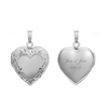 Embossed Heart Locket in Sterling Silver with Optional Engraving (28 x 19 mm)