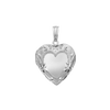 Embossed Heart Locket in Sterling Silver with Optional Engraving (28 x 19 mm)