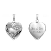 Hand Engraved Design Heart Locket in Sterling Silver with Optional Engraving (28 x 19 mm)