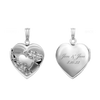 Hand Engraved Design Heart Locket in Sterling Silver with Optional Engraving (28 x 19 mm)