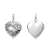 Hand Engraved Design Heart Locket in Sterling Silver with Optional Engraving (28 x 19 mm)