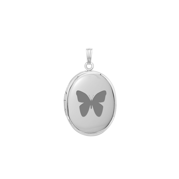 Plain Oval Locket in Sterling Silver with Optional Engraving (23 x 14 mm - 57 x 39 mm)