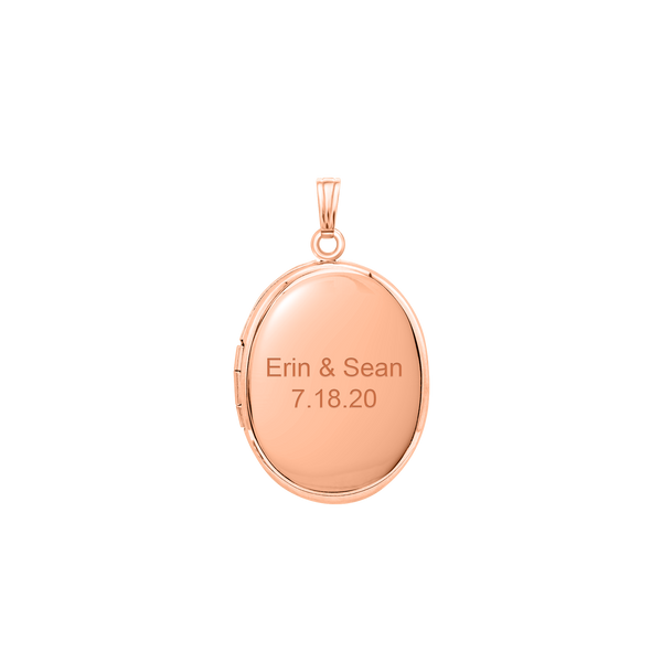 Plain Oval Locket in Sterling Silver 18K Pink Gold Finish with Optional Engraving (23 x 14 mm - 57 x 39 mm)