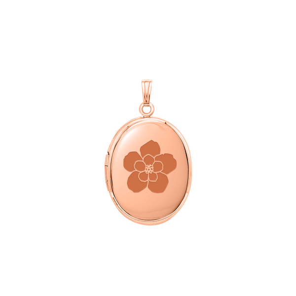 Plain Oval Locket in Sterling Silver 18K Pink Gold Finish with Optional Engraving (23 x 14 mm - 57 x 39 mm)