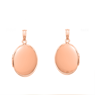 Plain Oval Locket in Sterling Silver 18K Pink Gold Finish with Optional Engraving (23 x 14 mm - 57 x 39 mm)