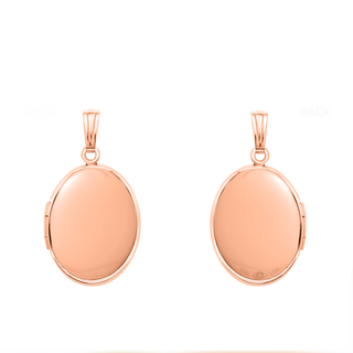 Plain Oval Locket in Sterling Silver 18K Pink Gold Finish with Optional Engraving (23 x 14 mm - 57 x 39 mm)