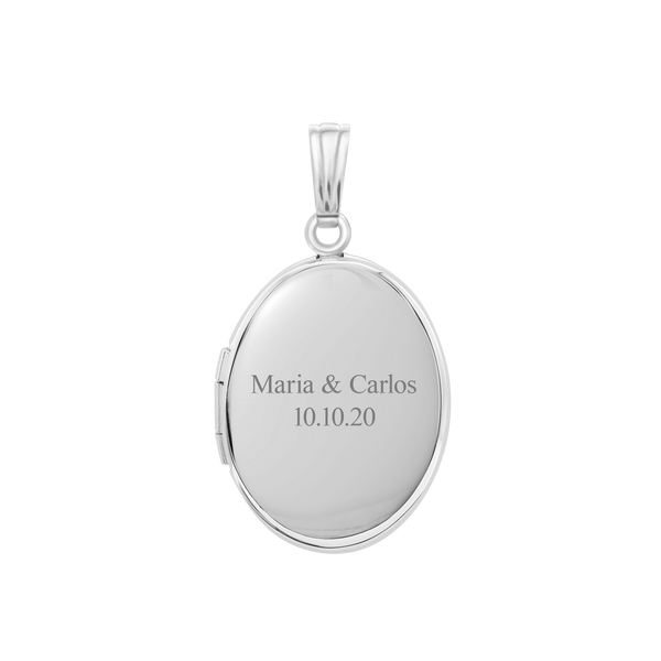 Plain Oval Locket in Sterling Silver with Optional Engraving (23 x 14 mm - 57 x 39 mm)