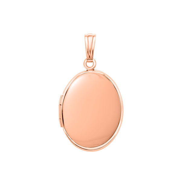 Plain Oval Locket in Sterling Silver 18K Pink Gold Finish with Optional Engraving (23 x 14 mm - 57 x 39 mm)