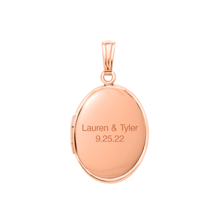 Plain Oval Locket in Sterling Silver 18K Pink Gold Finish with Optional Engraving (23 x 14 mm - 57 x 39 mm)