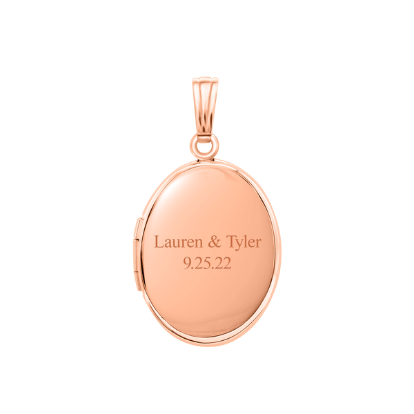 Plain Oval Locket in Sterling Silver 18K Pink Gold Finish with Optional Engraving (23 x 14 mm - 57 x 39 mm)