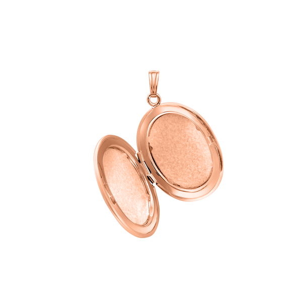 Plain Oval Locket in Sterling Silver 18K Pink Gold Finish with Optional Engraving (23 x 14 mm - 57 x 39 mm)