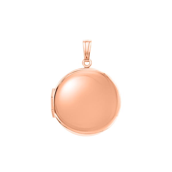 Plain Round Locket in Sterling Silver 18K Pink Gold Finish with Optional Engraving (14 mm - 32 mm)